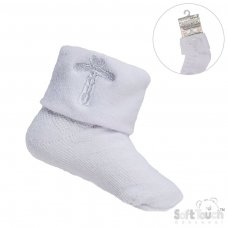 S11-W: White Cross Emb Socks (0-12 Months)